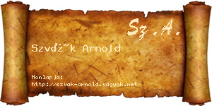 Szvák Arnold névjegykártya